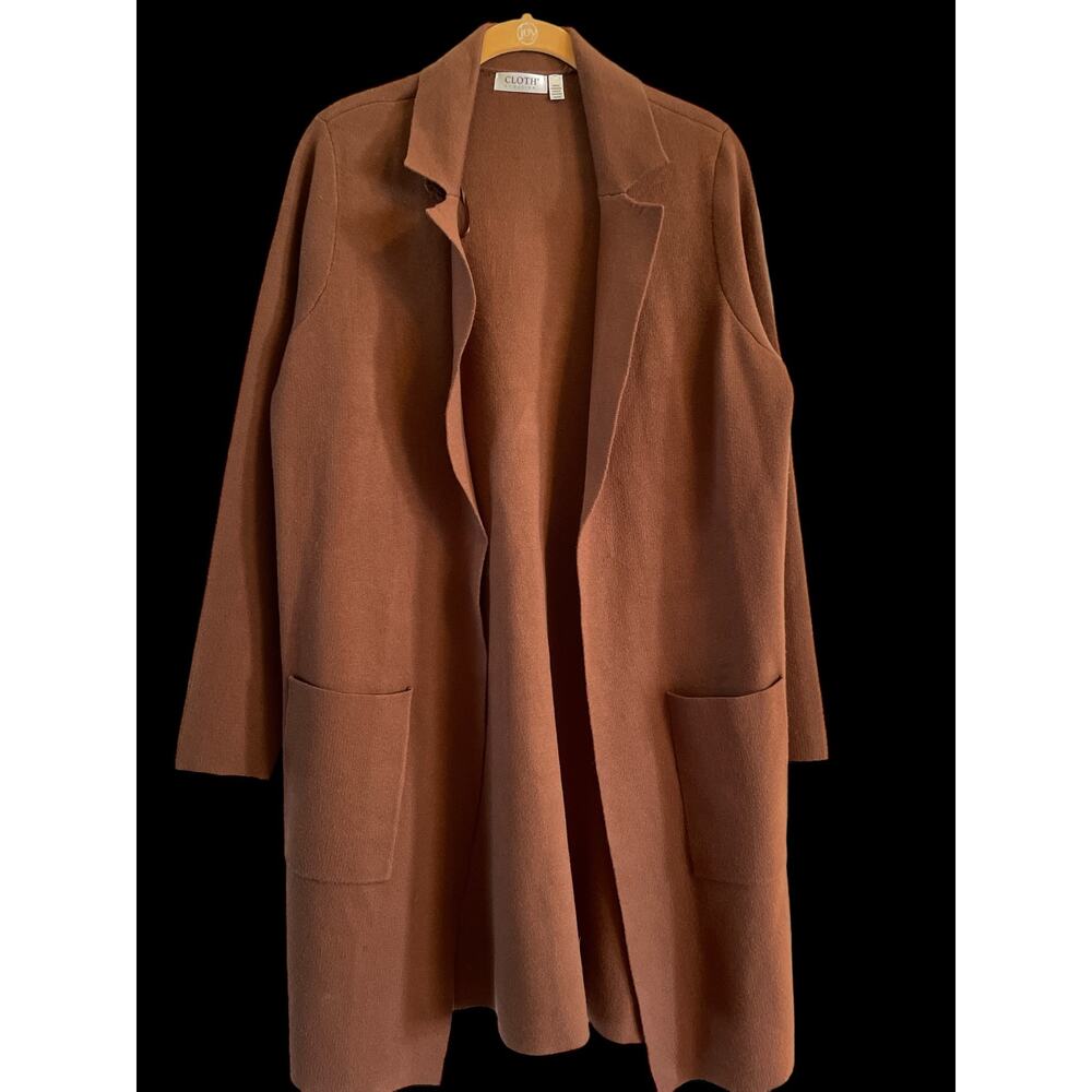 Cloth by Design Women's Size Small Brown Open Cardigan Sweater Front Pockets